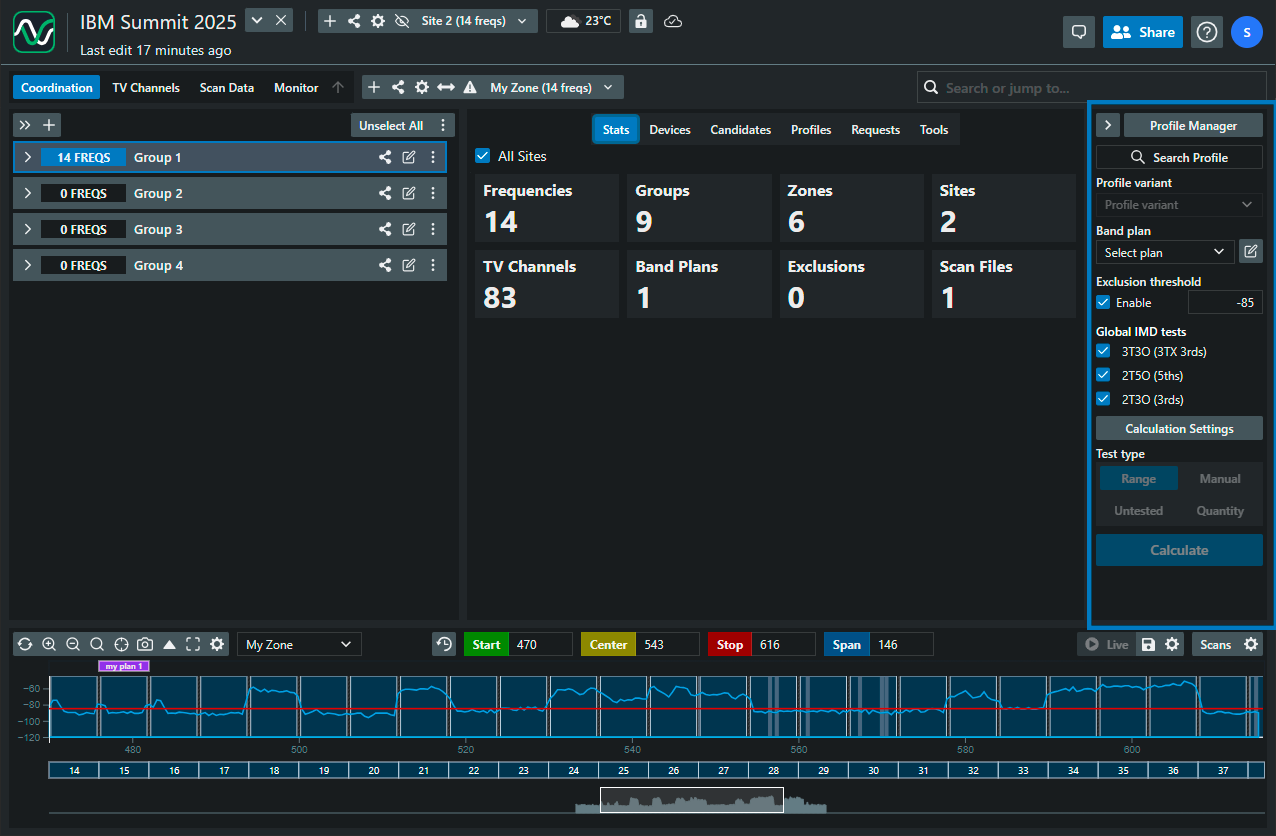 Calculation area in SoundBase