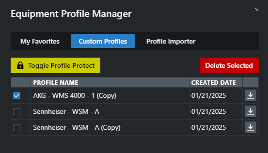 Navigate to the tab Custom Profiles