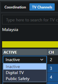 Click the drop-down list of the TV channel you want to deactivate and select Inactive