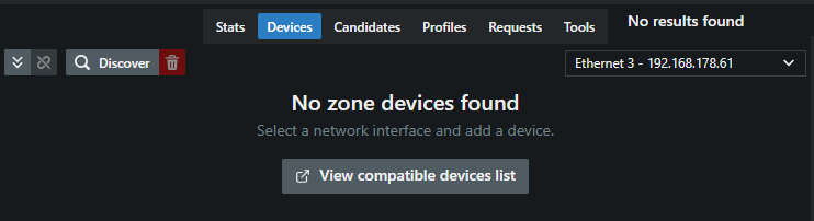 On the right side, click the network interface selection dropdown