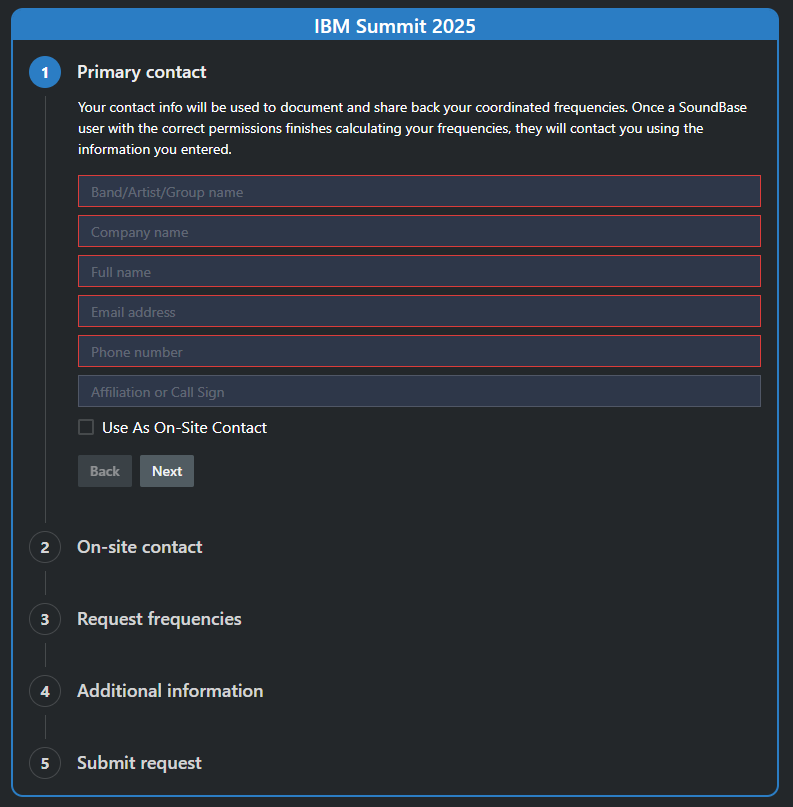 In the Details area, click on Requests > Open Frequency Requests form…