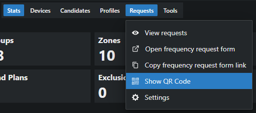In the Details area, click on Requests > Show QR Code