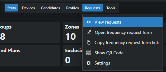 Viewing frequency requests in SoundBase