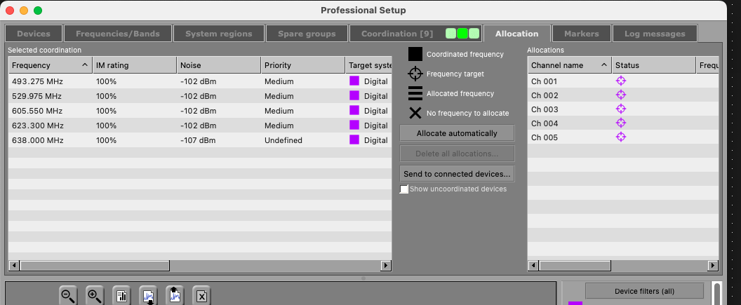 Click and drag each frequency from the left panel to match it with the corresponding named frequency on the right