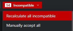 The global analyze test appears beside the incompatible frequency drop-down menu
