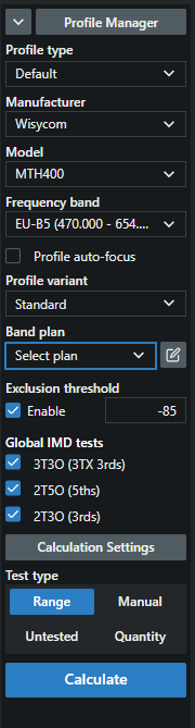 Select the first device according to your band plan within the Calculation Area