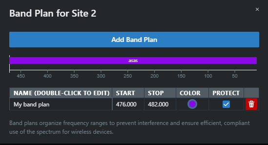 Creating new band plan in SoundBase