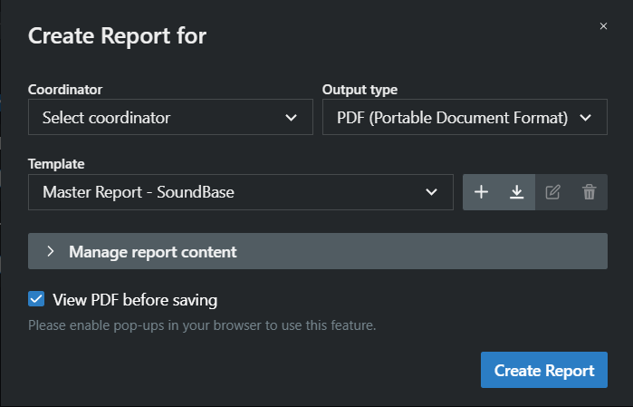 Click on Document Site Report