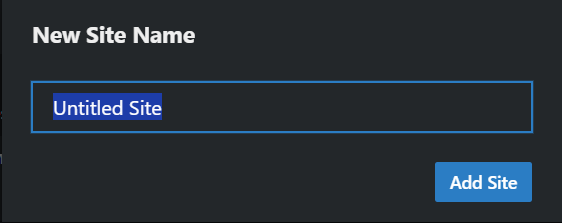 In the site bar of the project management area, click the + button
