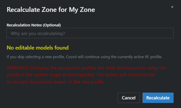 Click on Recalculate All in Zone