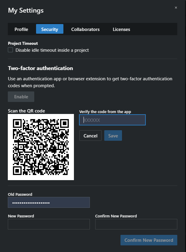Click on My Settings and navigate to the tab Security