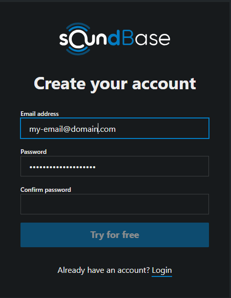 Click on Create account