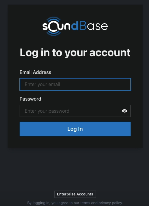 Click on Enterprise Accounts below the login information