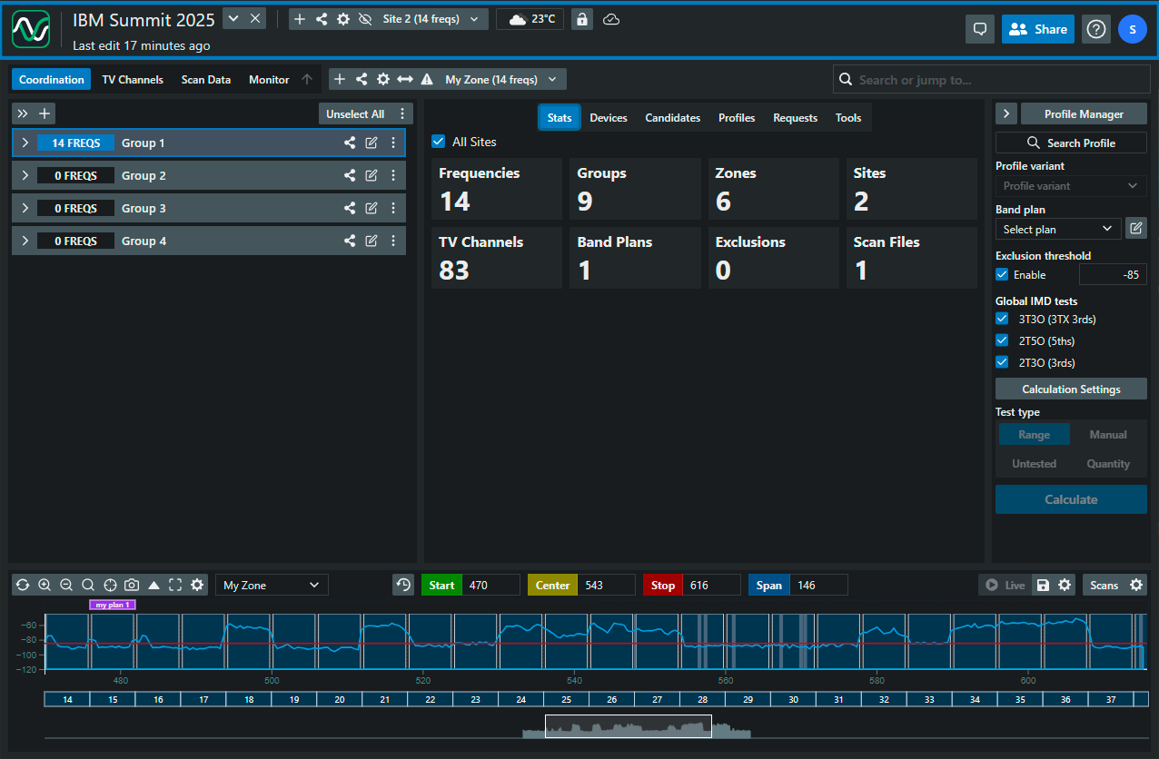 Project management area in SoundBase