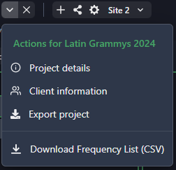 Downloading project frequency list (.csv)