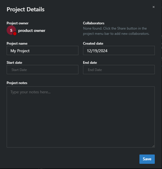 Edit the following project details