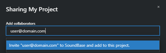 Click on invite to SoundBase and add to project